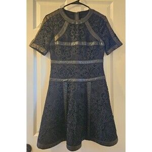 The Kooples Black Dress Zipper Back Lace Paris France Medium Unique